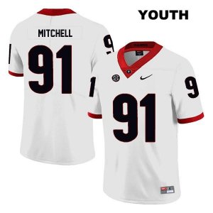 Youth Georgia Bulldogs NCAA #91 Tymon Mitchell Nike Stitched White Legend Authentic College Football Jersey UVX2854QG